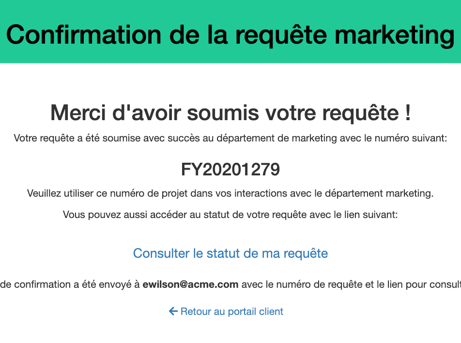 CLIENT: Recevez une confirmation